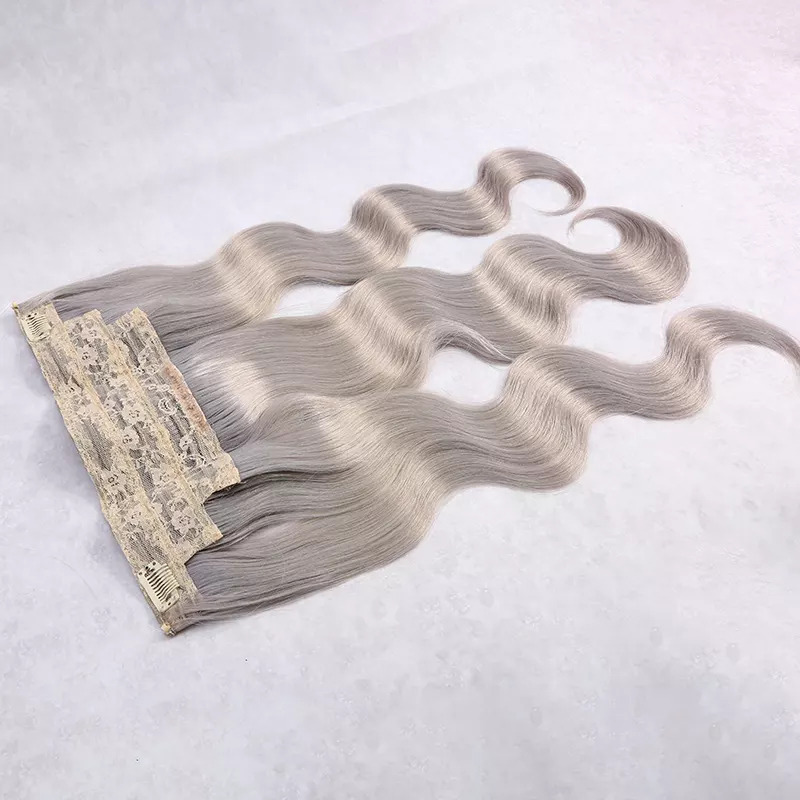 Customized Best Quality Wave Grey Halo Virgin Remy Hair Extensions Clip In Extension